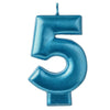 Candle - Numeral #5 Blue