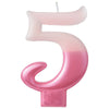 Candle - Numeral #5 Pink, 3 1/4"