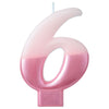 Candle - Numeral #6 Pink, 3 1/4"