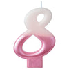 Candle - Numeral #8 Pink, 3 1/4"