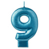 Candle - Numeral #9 Blue, 3 1/4"