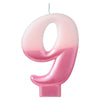 Candle - Numeral #9 Pink, 3 1/4"