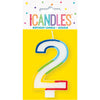 Candle - Rainbow Border Number 2 Birthday