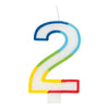 Candle - Rainbow Border Number 2 Birthday