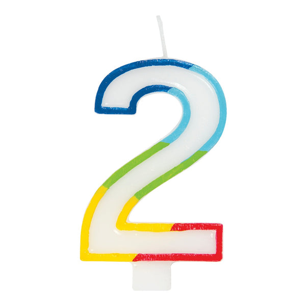Candle - Rainbow Border Number 2 Birthday