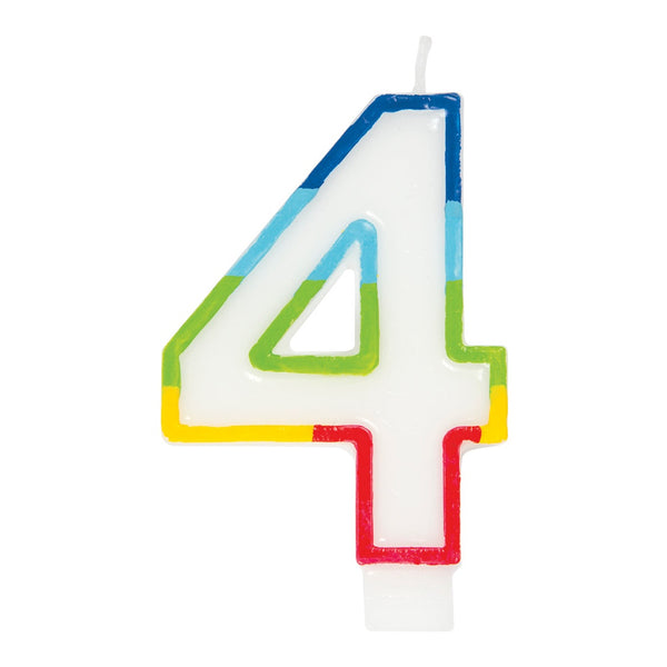 Candle - Rainbow Border Number 4 Birthday
