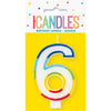 Candle - Rainbow Border Number 6 Birthday