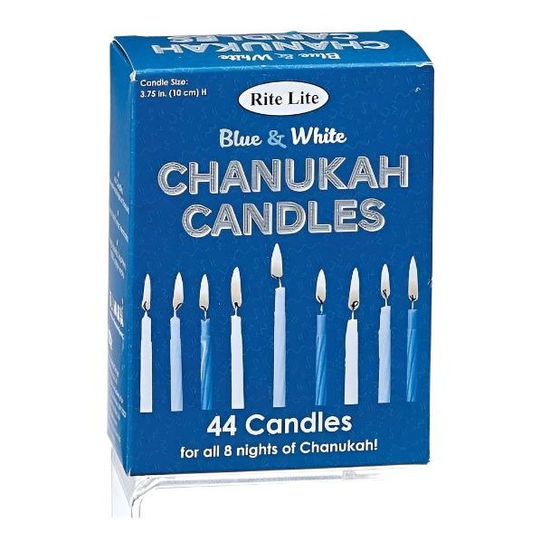 Chanukah Candles, Blue/White, 44/Color Box