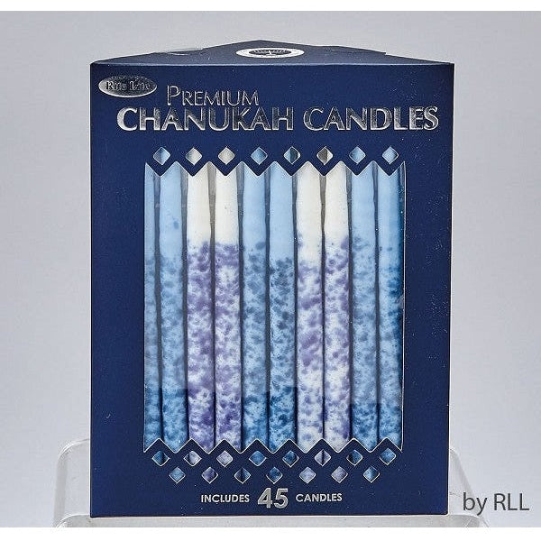 Chanukah Candles,Premium, Hand Crafted, Blue/White, 45/Gift Box