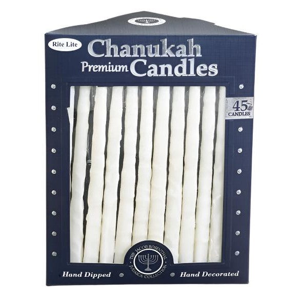Hanukkah Candles,Premium,Handcrafted,Frosted White/White,45/Gift Box