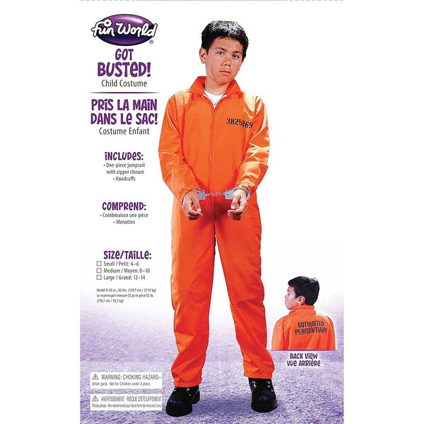 Child Got Busted Prisoner Convict Halloween Costume Kids Jailbird Outfit