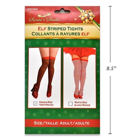 Christmas Adult Thigh High Elf Stockings. 2 Assorted Styles, 1 per