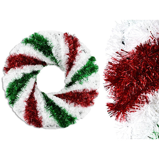 Christmas Candy Cane Tinsel Wreath Decoration