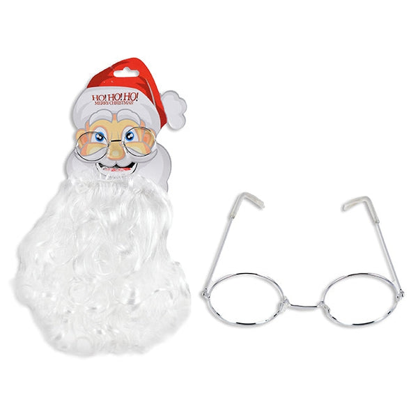 Christmas Curly Santa Beards with Elastic Band and Spectacle Glasses.