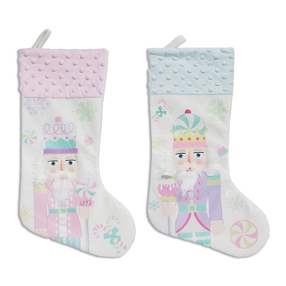 Christmas Microfiber Candy Shop Nutcracker Stocking. 2 Assorted, 1 Per