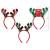 Christmas Sequin Reindeer Antler Headband with Jewelled Snowflake and Holly Berries, 1 per