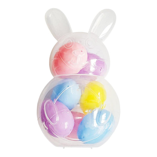 Clear Plastic 10" Easter Bunny with 7-pack of 2.5" Fillable Eggs