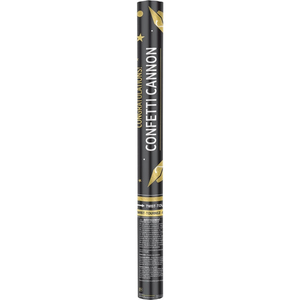 Confetti Cannon - Grad Giant, Paper, 24"Black, Silver, Gold