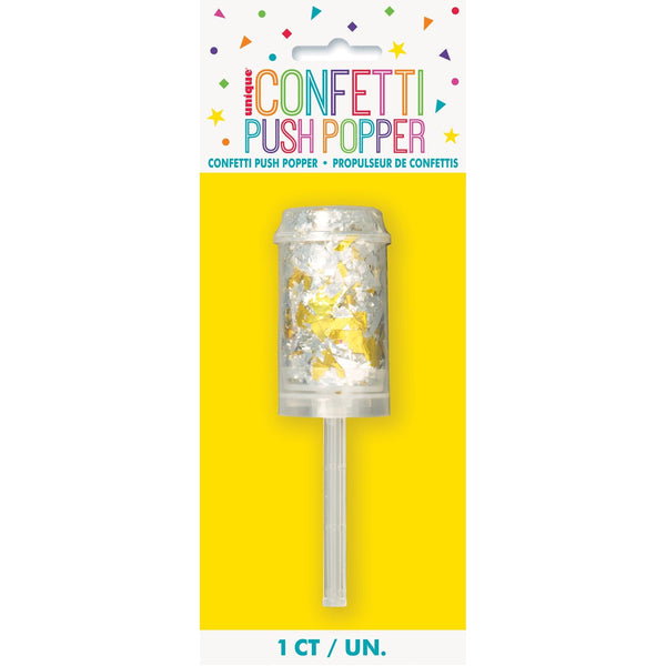 Confetti Push Popper - Gold and Silver