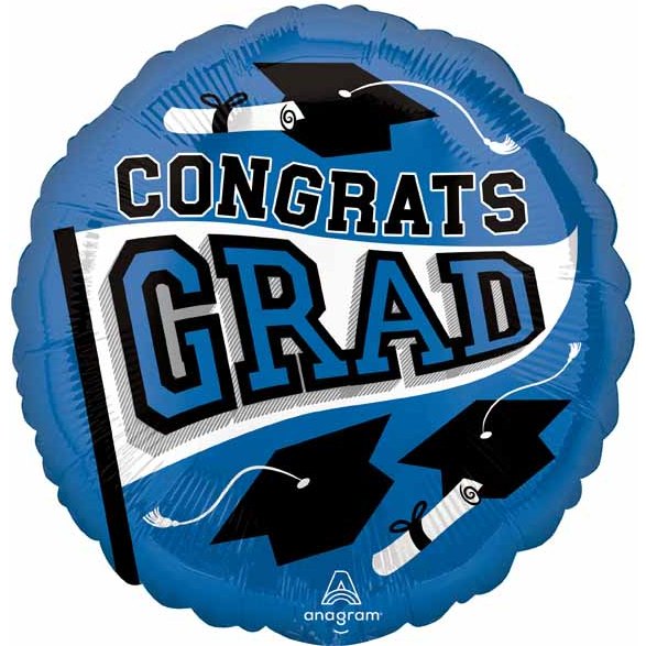 Congrats Grad 18" Blue Foil Balloon