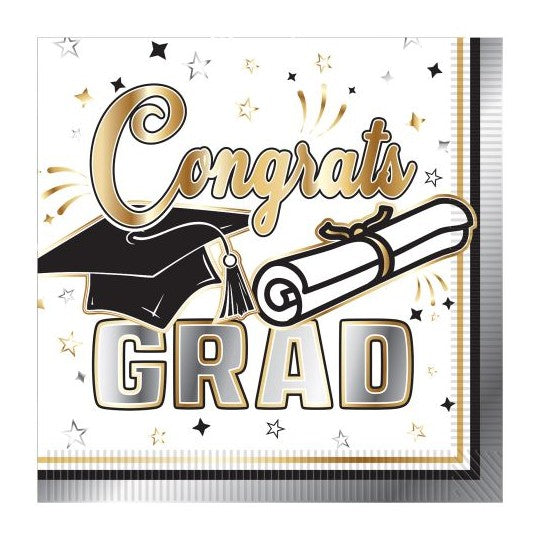 Congrats Grad Beverage Napkins, 16 Count