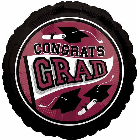 Congrats Grad School Spirit 18" Burgundy Foil Balloon