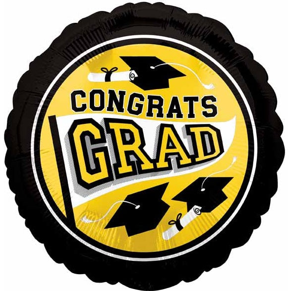 Congrats Grad School Spirit 18" Yellow Foil Balloon