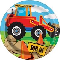 Construction Party 7" Plates, 8 Count