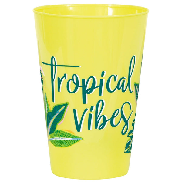 Cup - Plastic, Tropical Leaves, 16oz., 6 Count