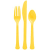 Cutlery Assortment - Yellow Sunshine, Reusable Plastic, 24 Piece