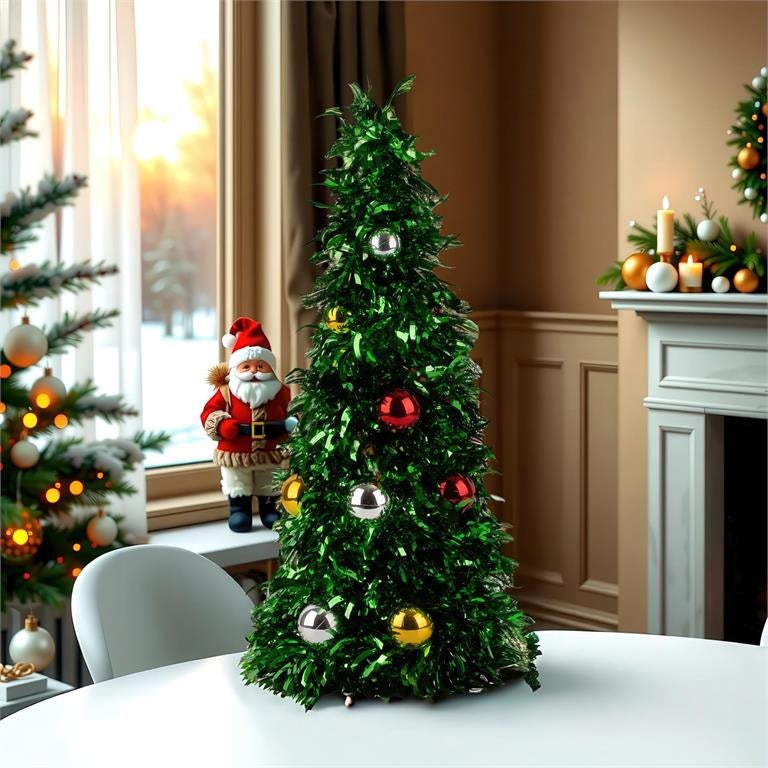 Deco N. 19" Tinsel Christmas Tree Décor, Green