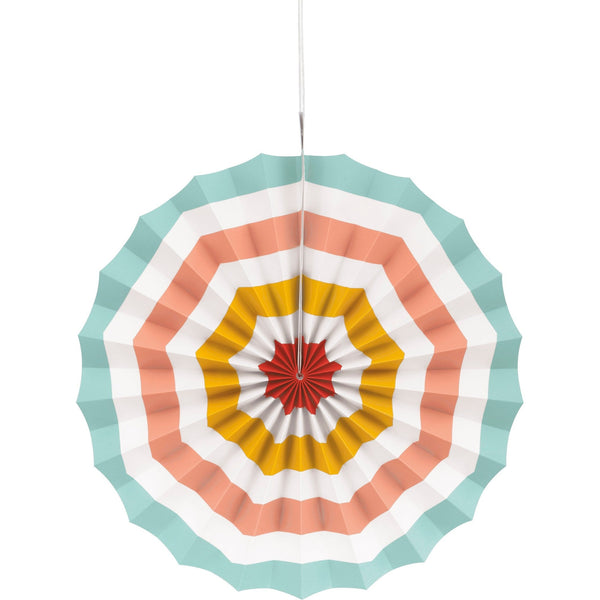 Decoration - Paper Fans, Poolside Summer, Assorted Colors, 5 Count