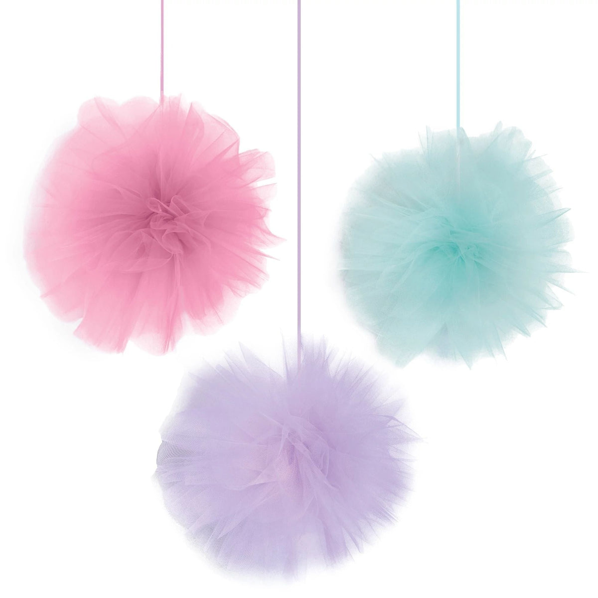Decoration - Pastel Tulle Fluffies, 12", 3 Count