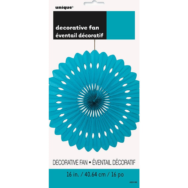 Decorative Fan – 16" – Caribbean Teal