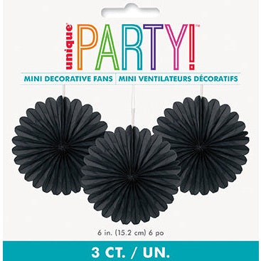 Decorative Fans – 6" 3-Pack – Black