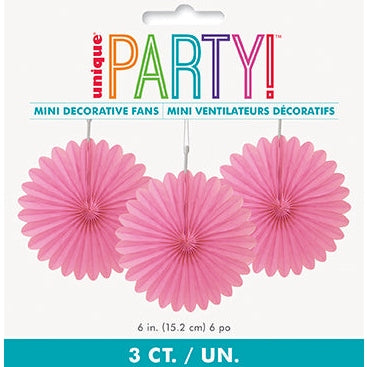 Decorative Fans – 6" 3-Pack – Hot Pink