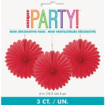 Decorative Fans – 6" 3-Pack – Red