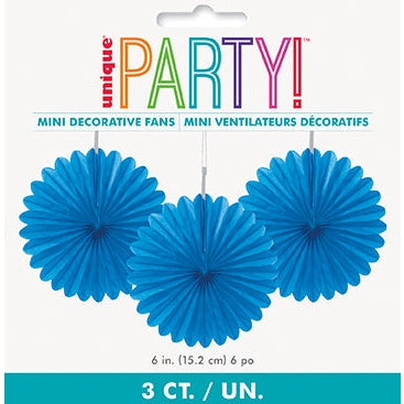 Decorative Fans – 6" 3-Pack – Royal Blue