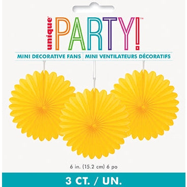 Decorative Fans – 6" 3-Pack – Sunflower Yellow