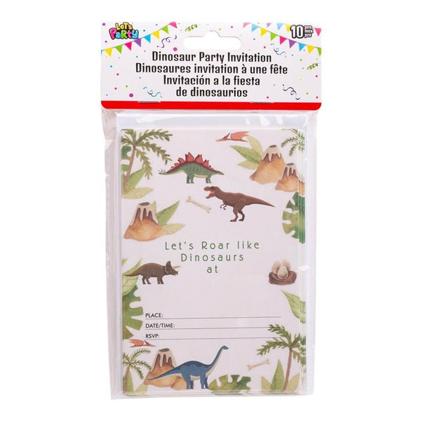 Dino Party Invitations, 10-Pack