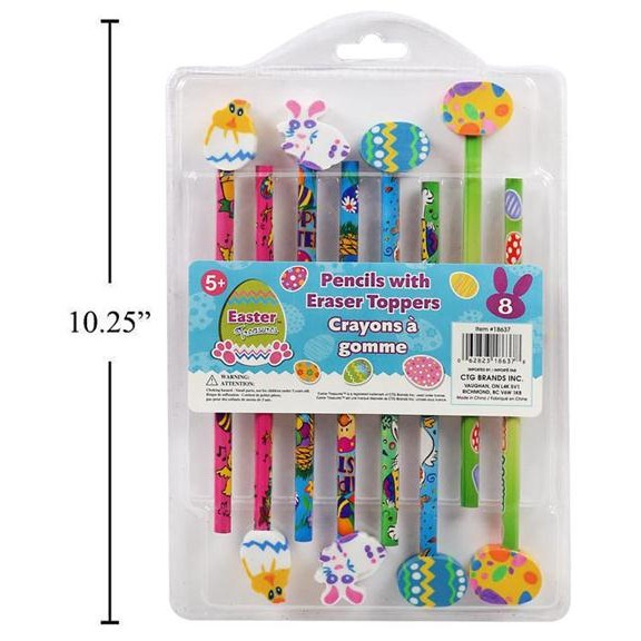 Easter Pencils with Eraser Toppers, 8-Pack