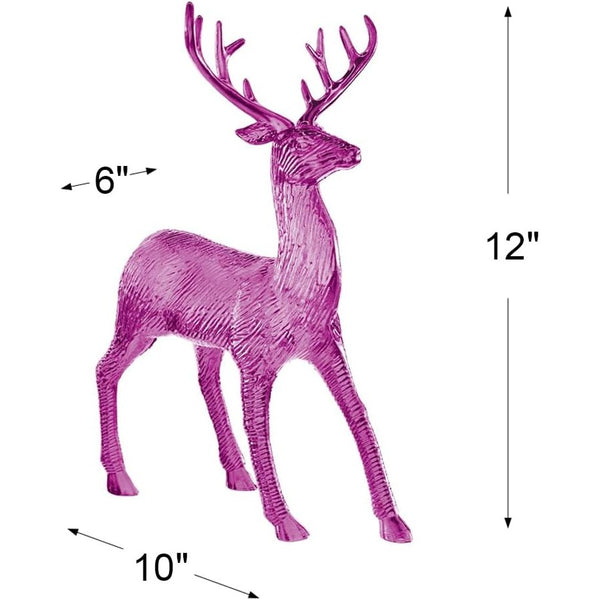 Elegant Electroplated Pink Reindeer Figurine Decoration - 12" x 10" x 6" Pack of 1 - Ideal for Home or Office Decor