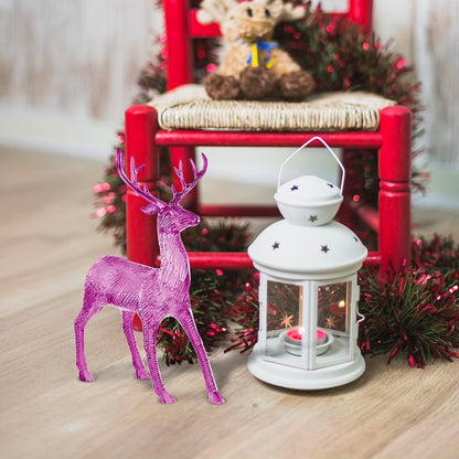 Elegant Electroplated Pink Reindeer Figurine Decoration - 12" x 10" x 6" Pack of 1 - Ideal for Home or Office Decor
