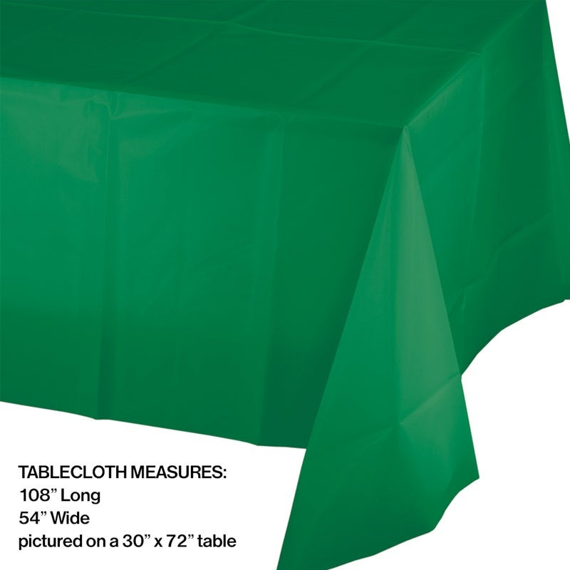 Emerald Green Plastic Table Cover - 54" x 108" 1CT