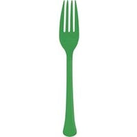 Emerald Green Solid Premium Plastic Forks, 20 Count