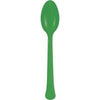 Emerald Green Solid Premium Plastic Spoons, 20 Count