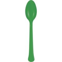 Emerald Green Solid Premium Plastic Spoons, 20 Count