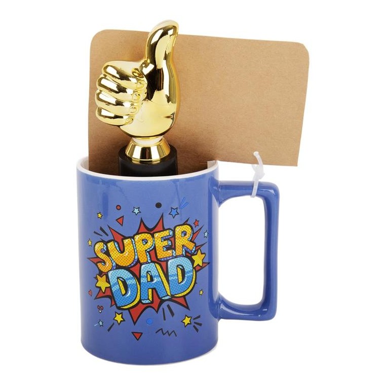 Father's Day Ceramic Mug with Trophy – "SUPER DAD"