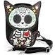 Floral Sugar Skull Cat Shoulder Bag