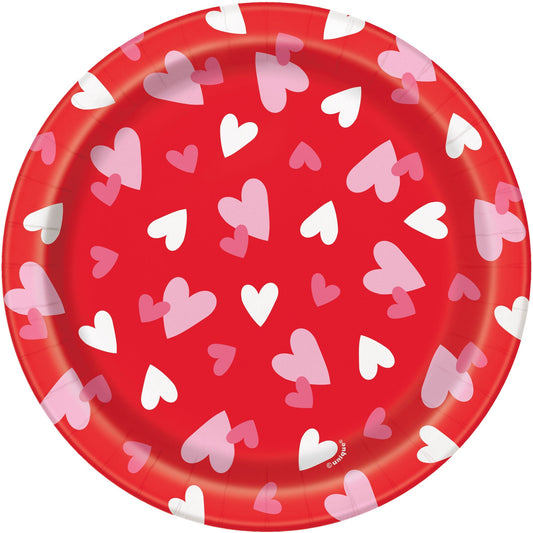 Fluttering Hearts 7" Dessert Plate 8 Count